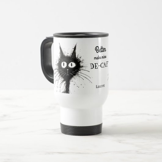 Grappige gestreste kat beter maken mijn de-caf reisbeker (Voorkant links)