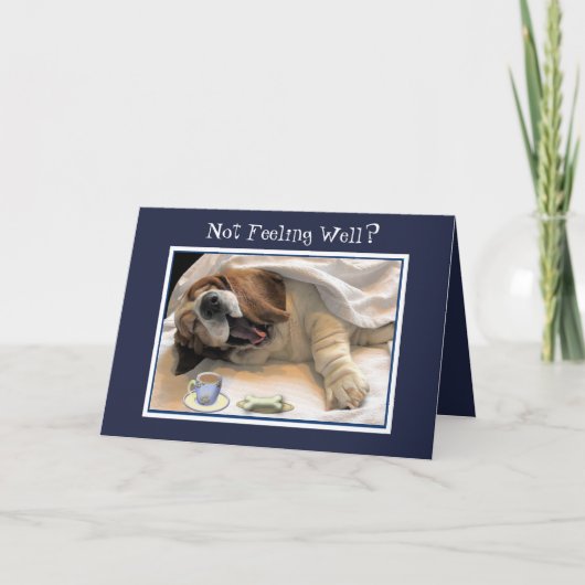 Grappige "Get Well" Kaart met Schattigee basset, B (Voorkant)