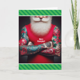 Grappige getatoeëerde Kerstman - Inkt de hallen Feestdagen Kaart