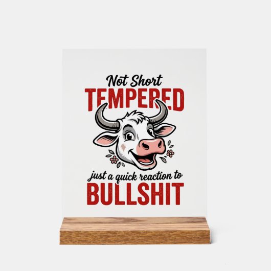 Grappige Getemperde Koe Vintage Acryl Bord (Voorkant)