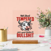 Grappige Getemperde Koe Vintage Acryl Bord (Huwelijk)