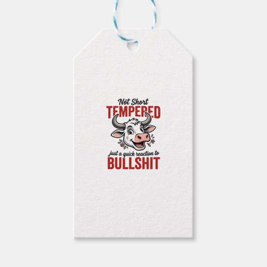 Grappige Getemperde Koe Vintage Cadeaulabel (Voorkant)