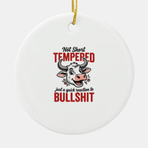 Grappige Getemperde Koe Vintage Keramisch Ornament