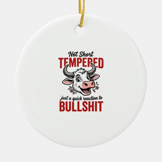 Grappige Getemperde Koe Vintage Keramisch Ornament (Voorkant)