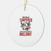 Grappige Getemperde Koe Vintage Keramisch Ornament (Links)