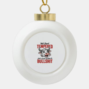 Grappige Getemperde Koe Vintage Keramische Bal Ornament