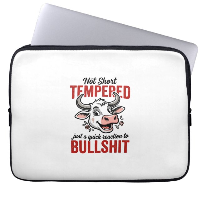 Grappige Getemperde Koe Vintage Laptop Sleeve (Voorkant)