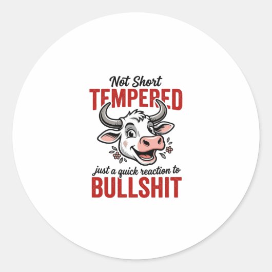 Grappige Getemperde Koe Vintage Ronde Sticker (Voorkant)