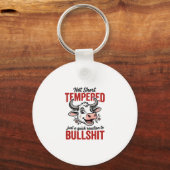 Grappige Getemperde Koe Vintage Sleutelhanger (Voorkant)