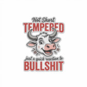 Grappige Getemperde Koe Vintage Sticker (Voorkant)