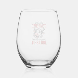 Grappige Getemperde Koe Vintage Wijnglas Zonder Voet