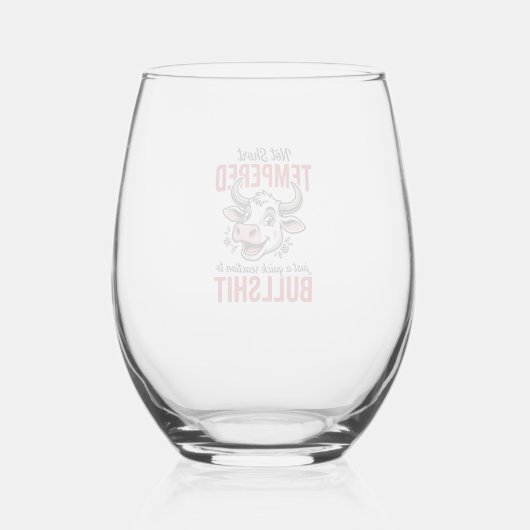 Grappige Getemperde Koe Vintage Wijnglas Zonder Voet (Voorkant)