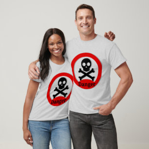 Grappige Gevaar Schedel Bijpassende Koppel T-shirt