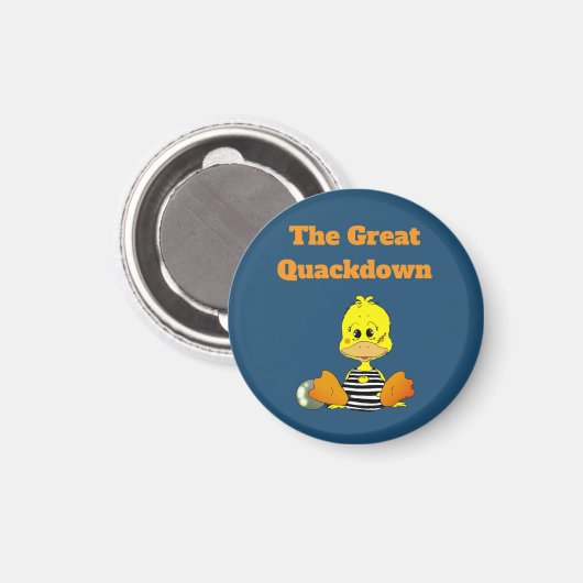 Grappige gevangenis eend The Great Quackdown Magneet (Voorkant / Achterkant)