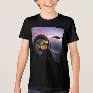 Grappige gevechtspiloot kat, Oude Kat Oorlogen, Ka Tri-Blend Shirt