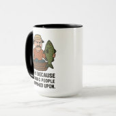 Grappige Geviste Mok - Angry Fisherman Cartoon Gif (Voorkant links)