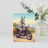 Grappige Gevlekte Ezel op een Motorfiets Briefkaart (Staand voorkant)
