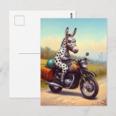 Grappige Gevlekte Ezel op een Motorfiets Briefkaart (Voorkant / Achterkant)