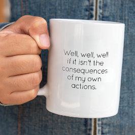 Grappige Gevolgen Medewerker Trendy Typografie Tweekleurige Koffiemok