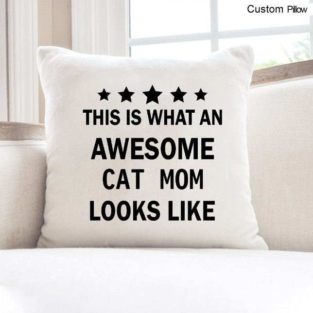 Grappige Geweldige kat mam / kat liefhebber trendy Kussen (Funny Awesome Cat Mom / Cat Lover Trendy Throw Pillow)