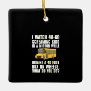 Grappige geweldige schoolbus chauffeur cadeau mann keramisch ornament