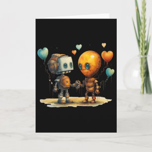Grappige Geweldige Valentijn Liefde Robot Met Hart Kaart