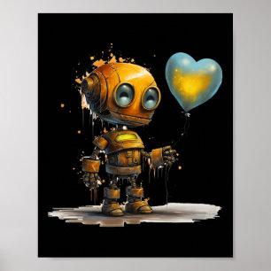 Grappige Geweldige Valentijn Liefde Robot Met Hart Poster
