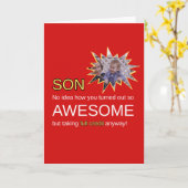 Grappige Geweldige zoon Verjaardag Kaart (Gele Bloem)