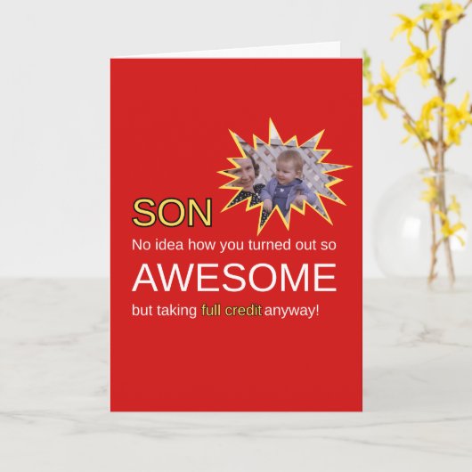 Grappige Geweldige zoon Verjaardag Kaart (Gele Bloem)