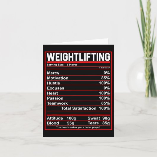 Grappige Gewichtheffen Voeding Feiten Bodybuilding Kaart (Voorkant)