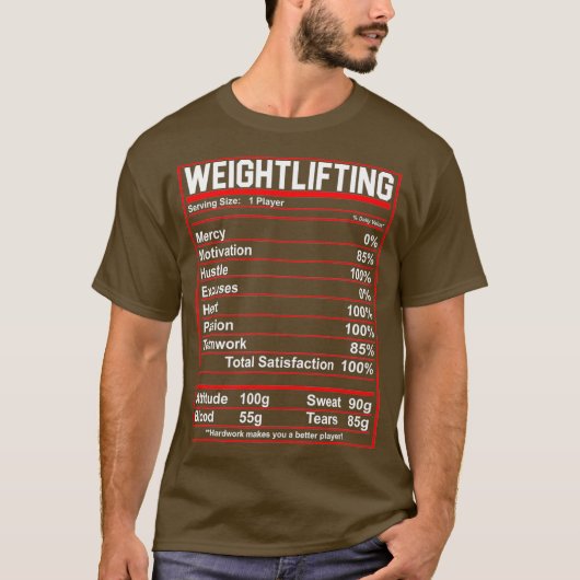 Grappige Gewichtheffen Voeding Feiten Bodybuilding T-shirt (Voorkant)