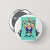 Grappige gewichtheffer cartoon gepersonaliseerd ronde button 5,7 cm (Voorkant /achterkant)