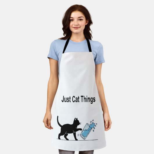 Grappige 'Gewoon Dingen Die Katten Doen' Zwarte Ka Schort (Gedragen)