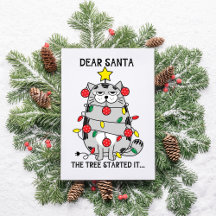 Grappige gezegden kerst kattenboom Briefkaart