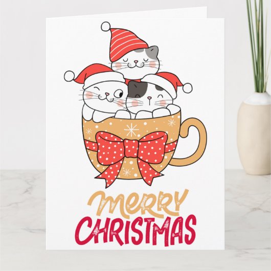 Grappige gezegden Vrolijk Kerstfeest Kat Mok Custo Kaart (Voorkant)