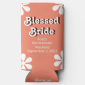 Grappige "Gezegende Bruid" Retro 70s Bachelorette Seltzer Blikjeskoeler (Achterkant)