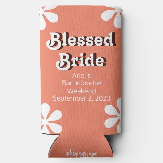 Grappige "Gezegende Bruid" Retro 70s Bachelorette Seltzer Blikjeskoeler (Achterkant)