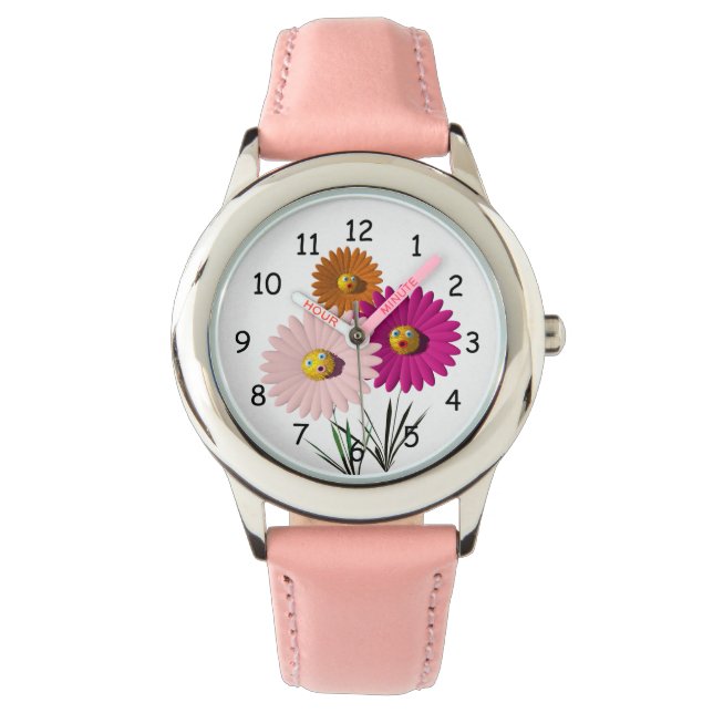 Grappige Gezicht Bloemen horloge (Voorkant)