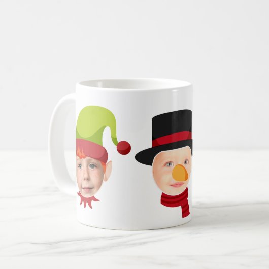 Grappige gezichten Elf & Santa Mok (Voorkant links)