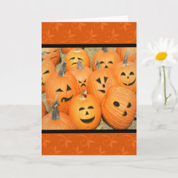 Grappige Gezichten Pompoenveld Halloween Kaart