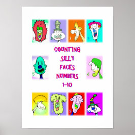 Grappige Gezichten Tellen Boek #1: Nummers 1-10 Po Poster