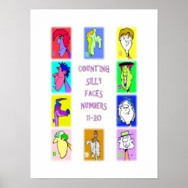 Grappige Gezichten Tellen Boek #2: Nummers 11-20 P Poster