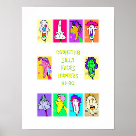 Grappige Gezichten Tellen Boek #3: Nummers 21-30 P Poster