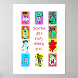 Grappige Gezichten Tellen Boek #8: Nummers 71-80 P Poster