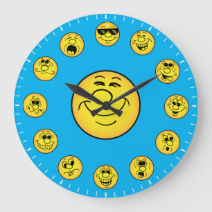 Grappige Gezichten & Uitdrukkingen in Gele Emoji's Grote Klok