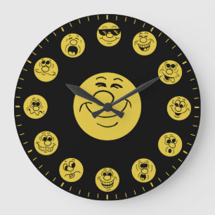 Grappige Gezichten & Uitdrukkingen in Gouden Emoji Grote Klok