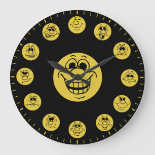 Grappige Gezichten & Uitdrukkingen in Gouden Emoji Grote Klok