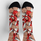 Grappige Gezichtsfoto in Santa Hat Christmas Crew  Sokken (Top)