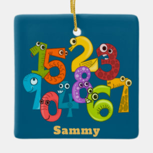 Grappige Gezichtsnummers Ontwerp Ornament