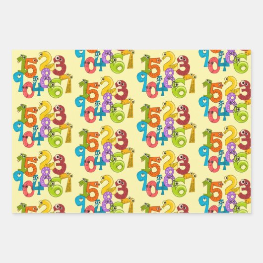 Grappige Gezichtsnummers Ontwerp Wrapping Paper (Voorkant 3)